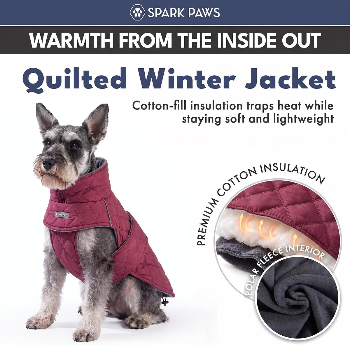 Spark Paws Quilted Dog Winter Coat - Red / XX-Large - image 4