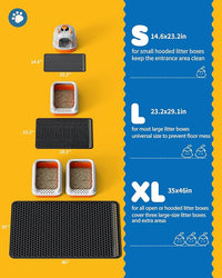 Cat Litter Mat - 23.2'' x 29.1'' Large Litter Trapping Mat, Easy to Clean Litter Box Mat, Waterproof, Urine-Proof, Non-Slip Kitty Litter Mats for Floor, Black