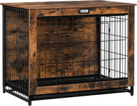 HOOBRO Dog Crate Furniture, 38.6" Large Dog Kennel Indoor - 31.5"L x 21.7"W x 25.4"H / Rustic Brown