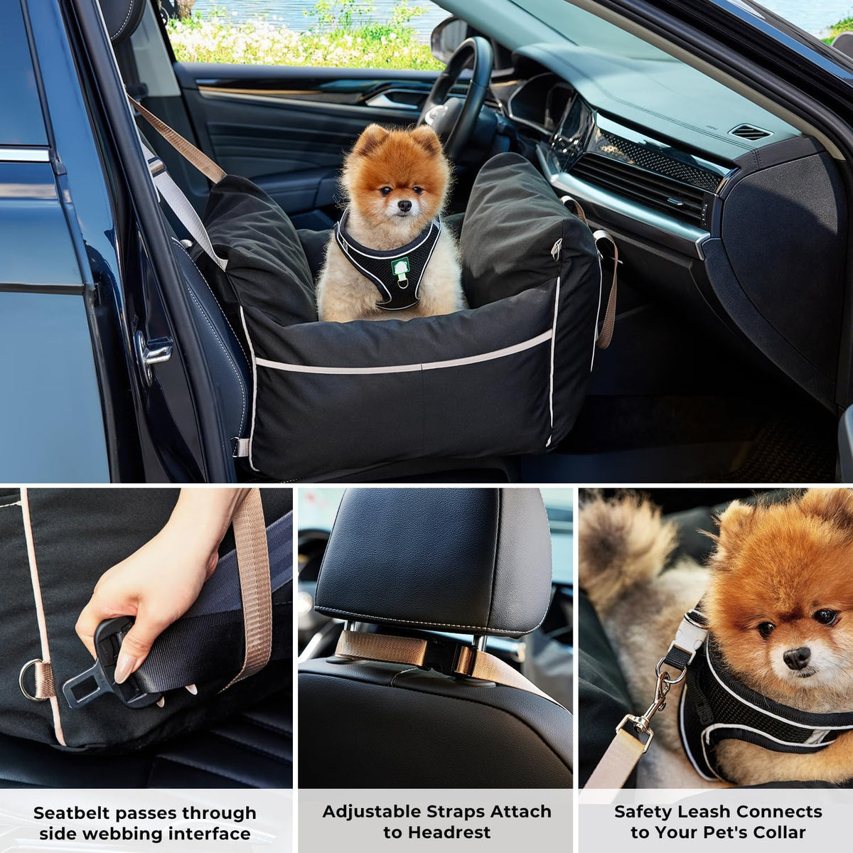 Dog Car Seat for Small Dogs - Black - image 3