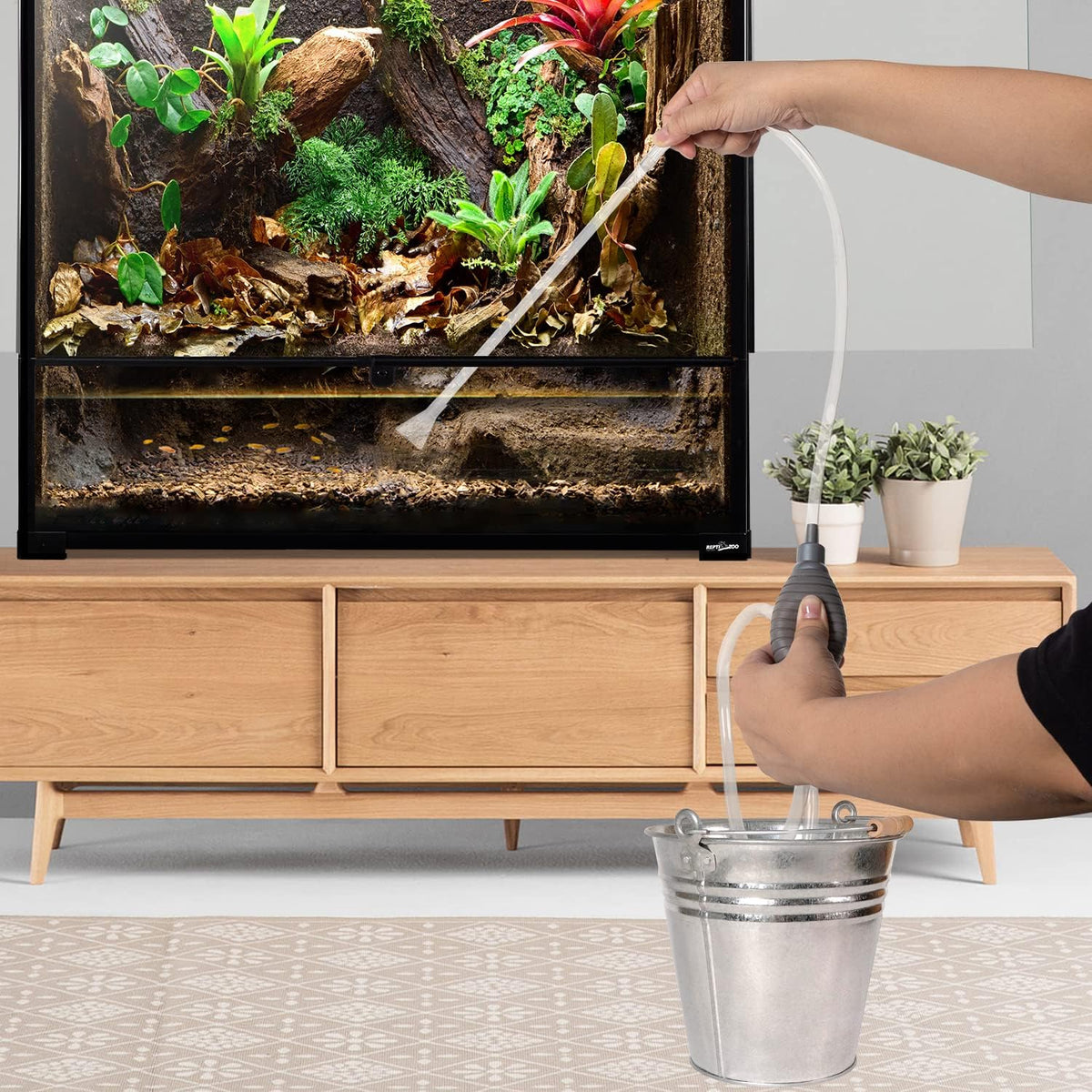 REPTI ZOO 50 Gallon Reptile Glass Tank Terrarium 2 in 1 Side Meshes - 36" x 18" x 36" (Paludarium) - image 3