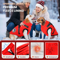 Winter Dog Coat with Harness Built in Waterproof Dog Jackets Warm Pet - Red / L(Suggest 8-11 lbs) - image 2