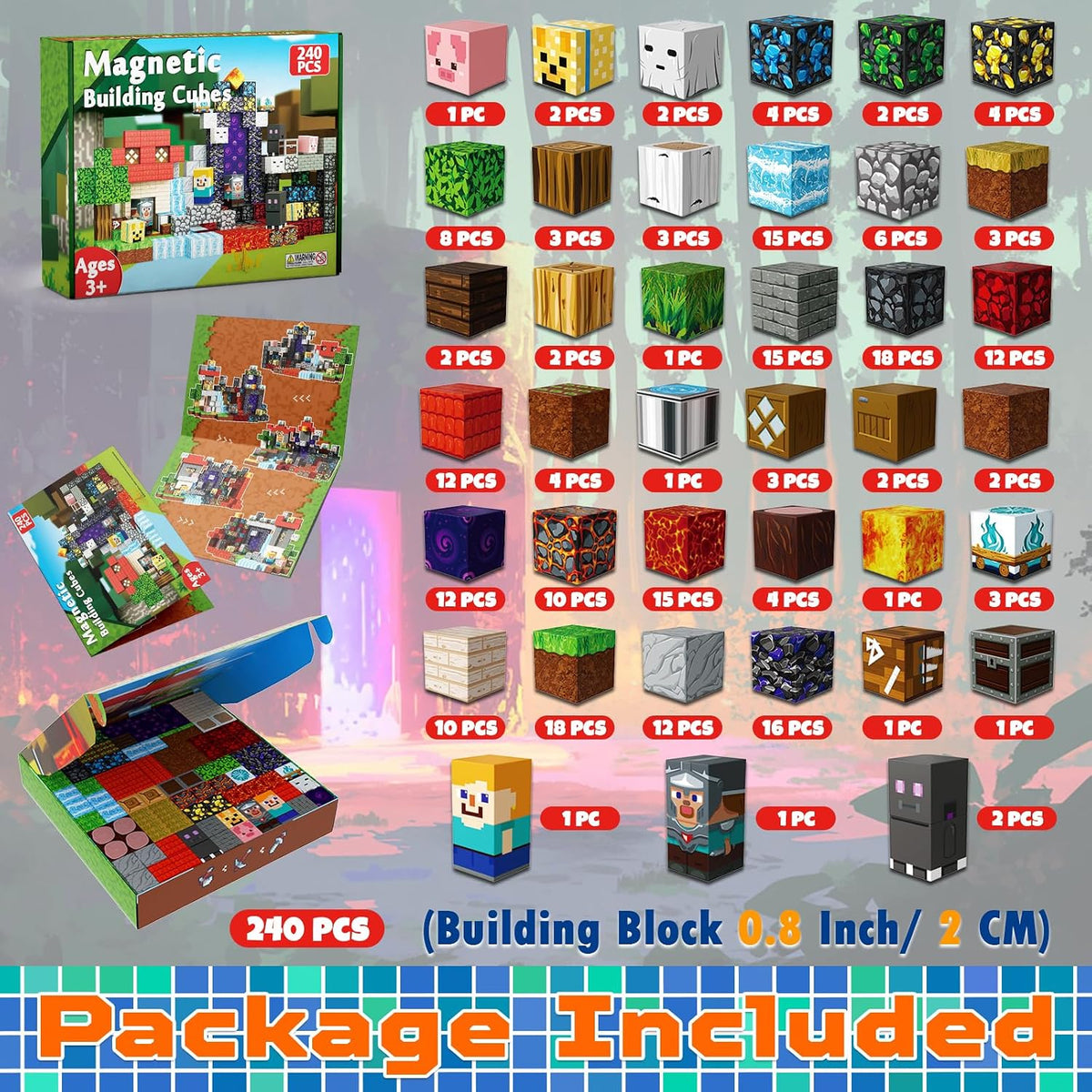 Magneverse Magnetic Blocks, Magnet Building Cubes for Boys Girls - Portal / 240 pcs - image 2