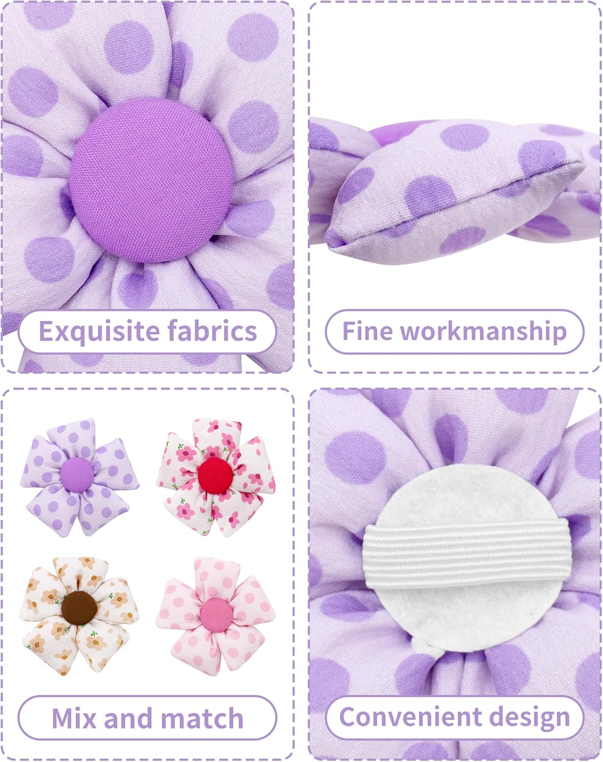 PET SHOW 4 Pack Small Dog Bows Sliding on Collar Attachment – Essentials for Dogs - AB 3.15" - image 3
