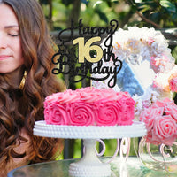 1Pc Happy 80th Birthday Cake Topper Black Gold Glitter Cheers to 80 - 16th - image 4