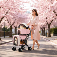 Double Pet Stroller, 4 Lockable Wheels for Small‑Medium Dogs & Cats – Essentials for Dogs - Pink - image 2