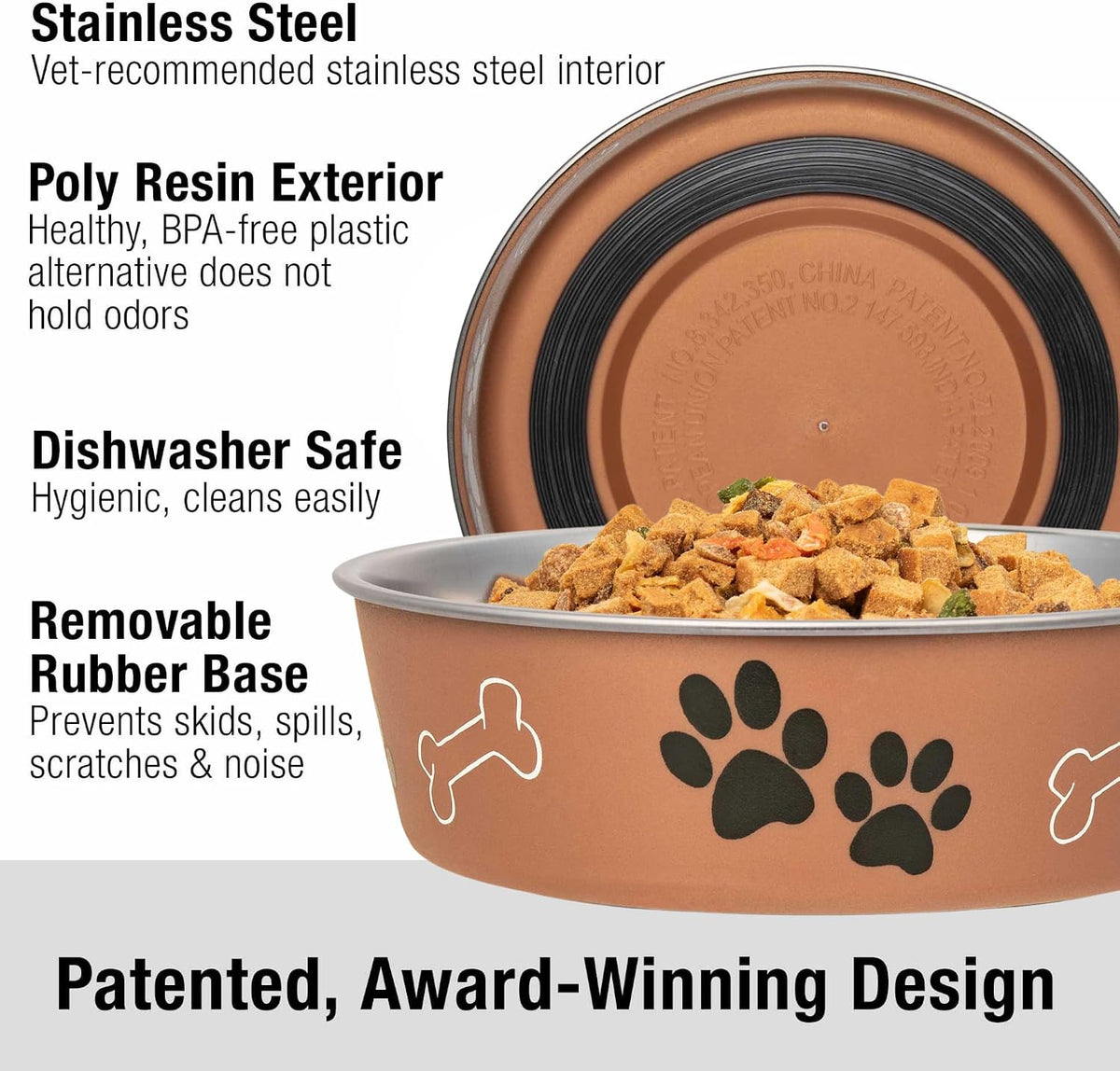 Loving Pets Bella Dog Bowls, Stainless Steel Dog & Cat Bowls - Copper / Medium (20-35lbs) - image 2