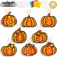 QOUBAI 32 Sets Halloween Bats Suncatchers Craft Kit DIY Window - Fall Pumpkin