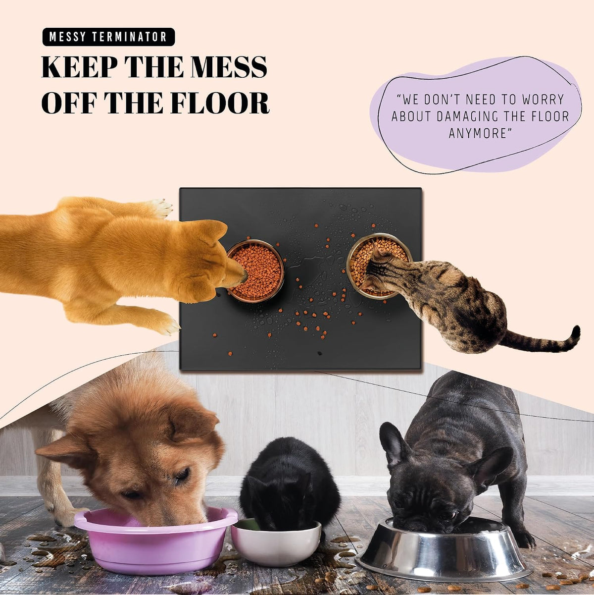 AVERYDAY 32x24 Waterproof Silicone Dog Food Mat - Black / 32" x 24" - image 2