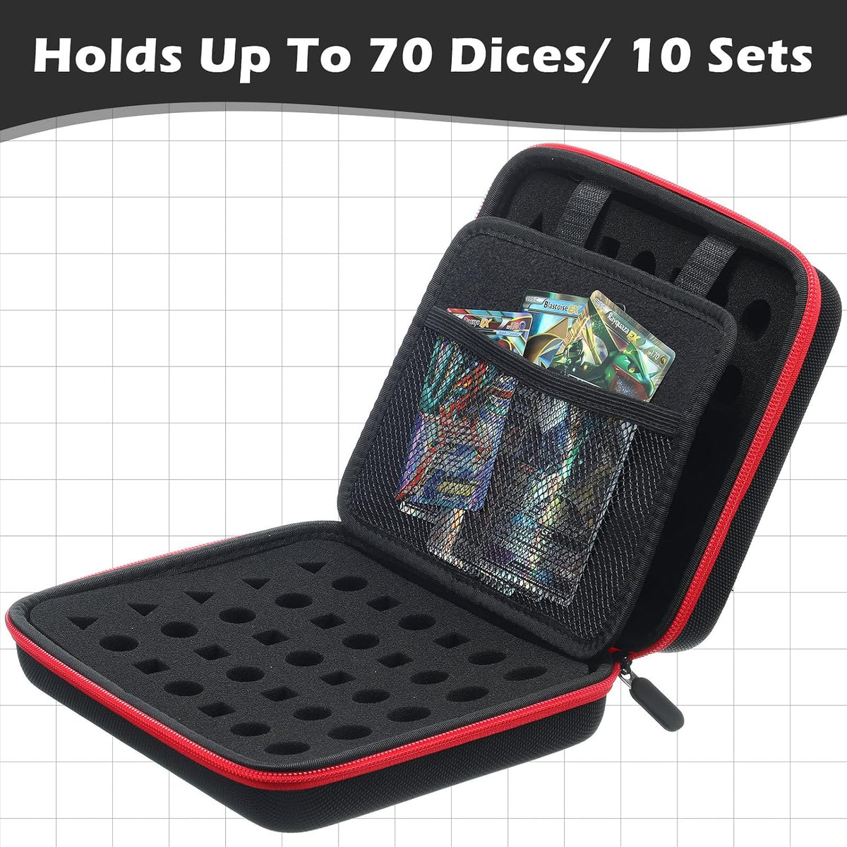Aoriher 1 Pcs Dice Case with Removable Slotted Tray - Red - image 2