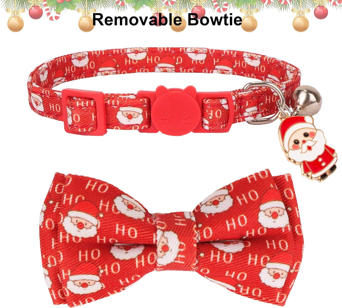 Fall Cat Collar with Bowtie - 7.5"- 10.5" / Christmas-1 - image 4