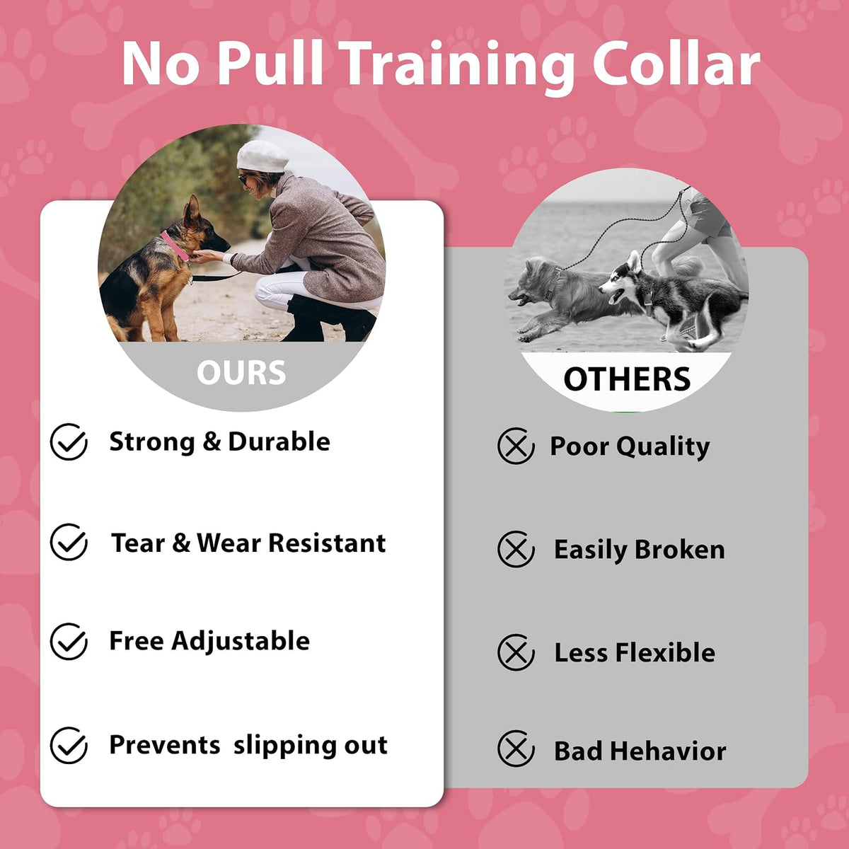Martingale Dog Collar, Adjustable No Buckle Slip Collar, XS - A1-Pink / X-Small(Length:9-12'', Width:5/8'') - image 4