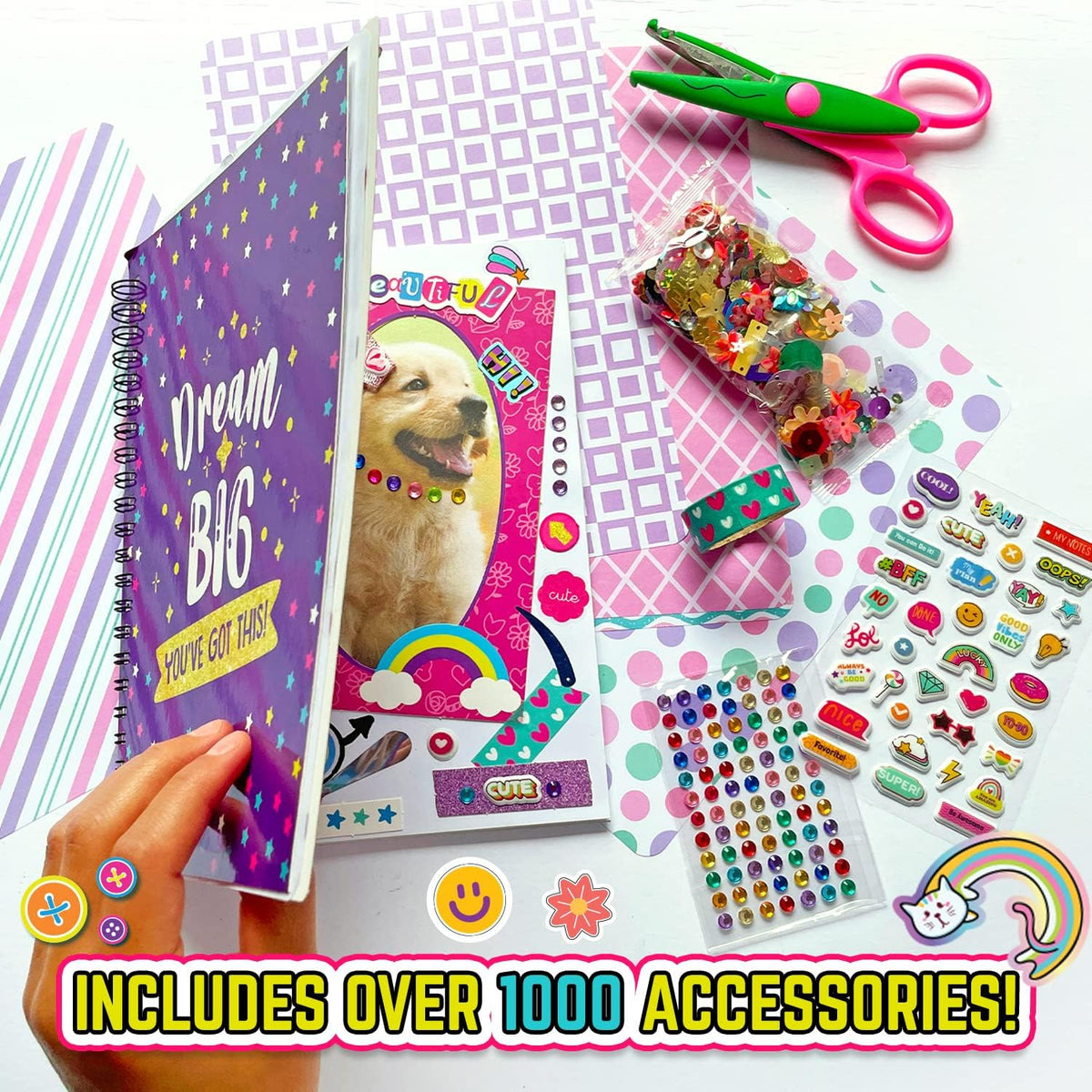 GirlZone collage scrapbook kit with 40 page photo album, stickers, washi tape and ribbons - view 11