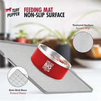Tuff Pupper 22x16 Medium Dog Feeding Mat for Food and Water | Dog Food Mats for Floors | Waterproof Dog Water Bowl Mat | Dog Placemats Pet Food Mat | Silicone Feeding Mat for Cats and Cat Bowls