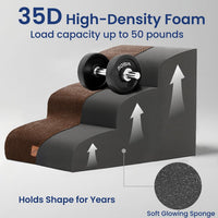 Dog Stairs for Small Dogs, 3-Step Pet Steps for Couch Sofa - Brown / 3 / 3-Step (22.4"D x 15.7"W x 15.7"H) - image 3