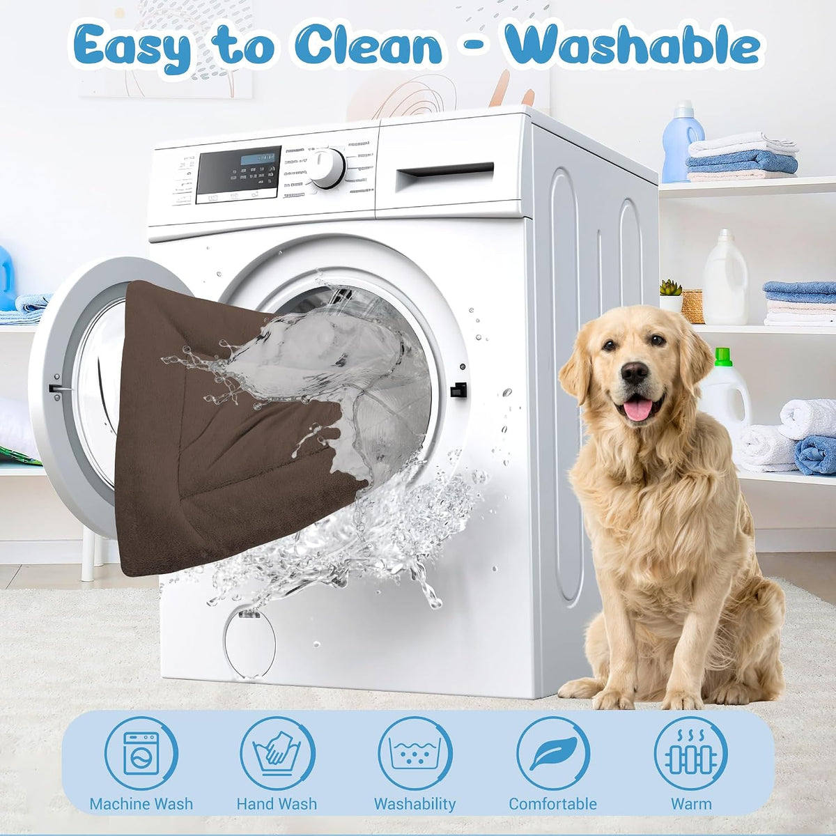 Dog Crate Pad, Washable Cozy Dog Bed Mat for Medium Dogs 36"x23" - 48.0"L x 30.0"W x 1.5"Th / Brown - image 4