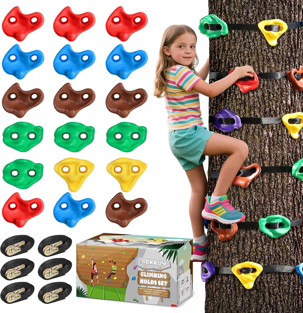SEKKVY 18PCS Ninja Tree Climbing Kit - 18 Tree Holds