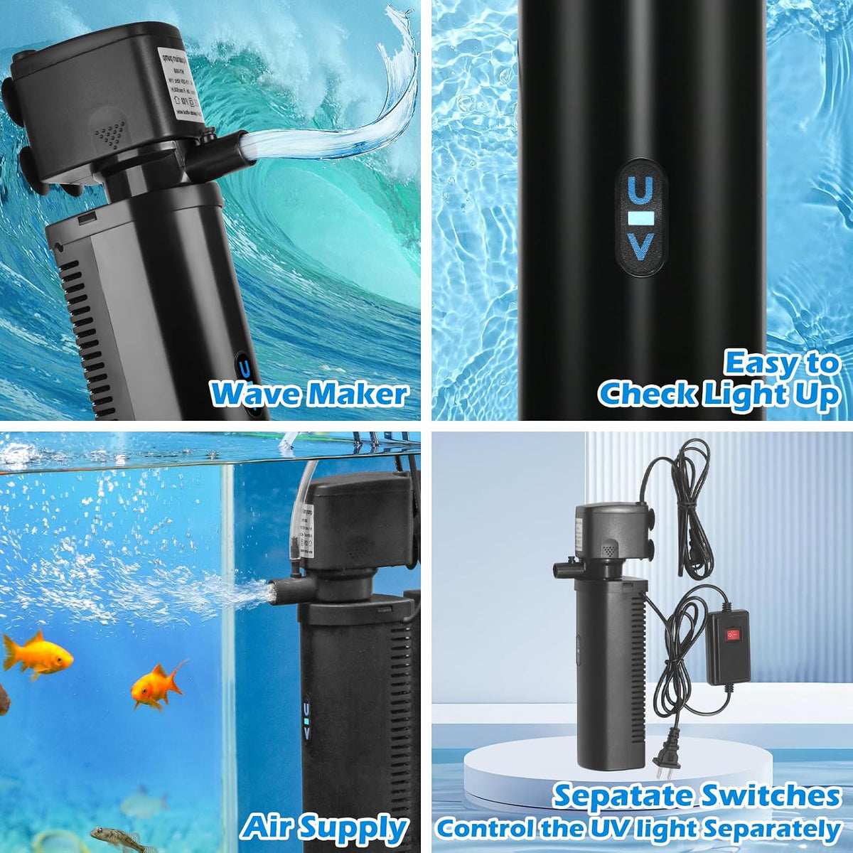 TARARIUM Aquarium Filter U-V for 20-75 Gallon - Large - H10F(for 75-300 Gallon) - image 2