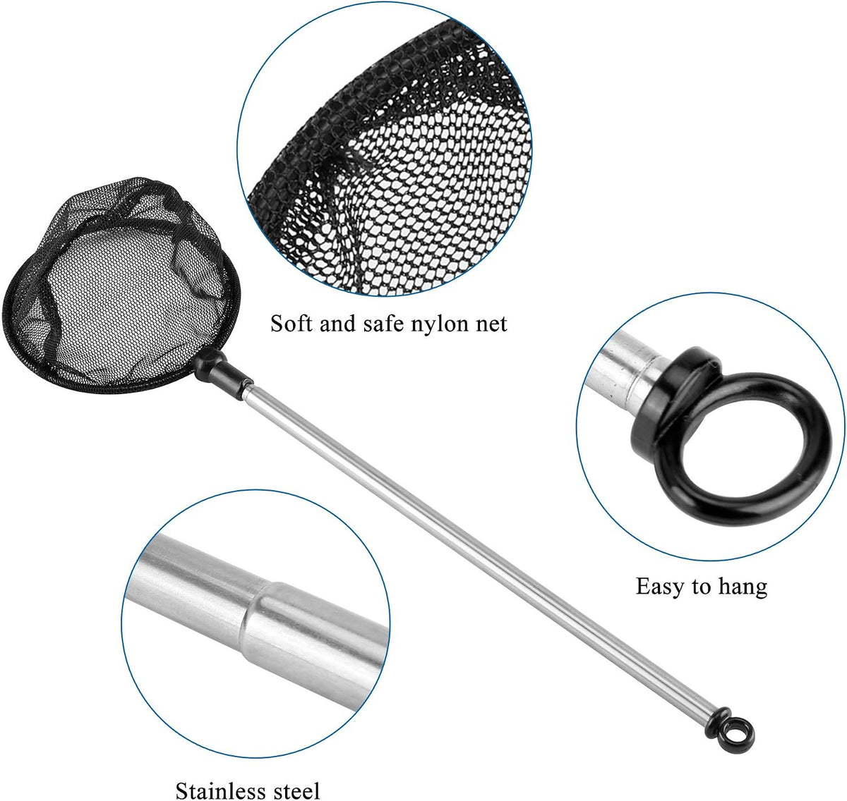 Lpraer Aquarium Fish Net with Extendable Stainless Steel Long Handle - 3.5 inch - image 3