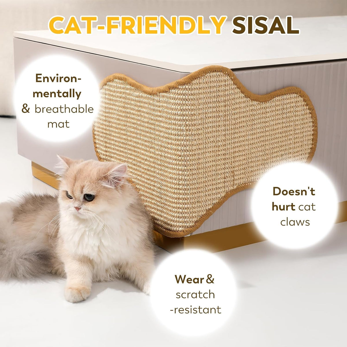 Sisal Cat Scratcher Mat with Sticky Tapes - Cactus / 23.6" x 11.8" (1-Pack) - image 4