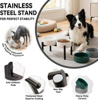Raised Ceramic Dog Bowl Set with Stand - Dark Gray / 2 Bowls - 7.5 Cups Each - image 3