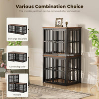 Lyromix 86.62'' Dog Crate Furniture Large Breed TV Stand, Grey – Essentials for Dogs - Walnut / 53.9"L x 20.9"W x 24.0"H / TV Stand Crate - image 2