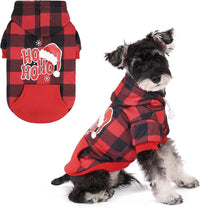 Plaid Dog Hoodie Pet Clothes Sweater with Hat and Pocket for Small - Santa Hat / Medium (Pack of 1)