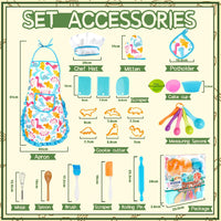 KAEGREEL Kids Baking Chef Set with Unicorn Apron and Mitt - Blue Dinosaur Apron+6 Dinosaur Cookie Cutters - image 4