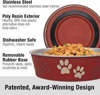 Loving Pets Bella Dog Bowls, Stainless Steel Dog & Cat Bowls - Merlot / Medium (20-35lbs) - image 2
