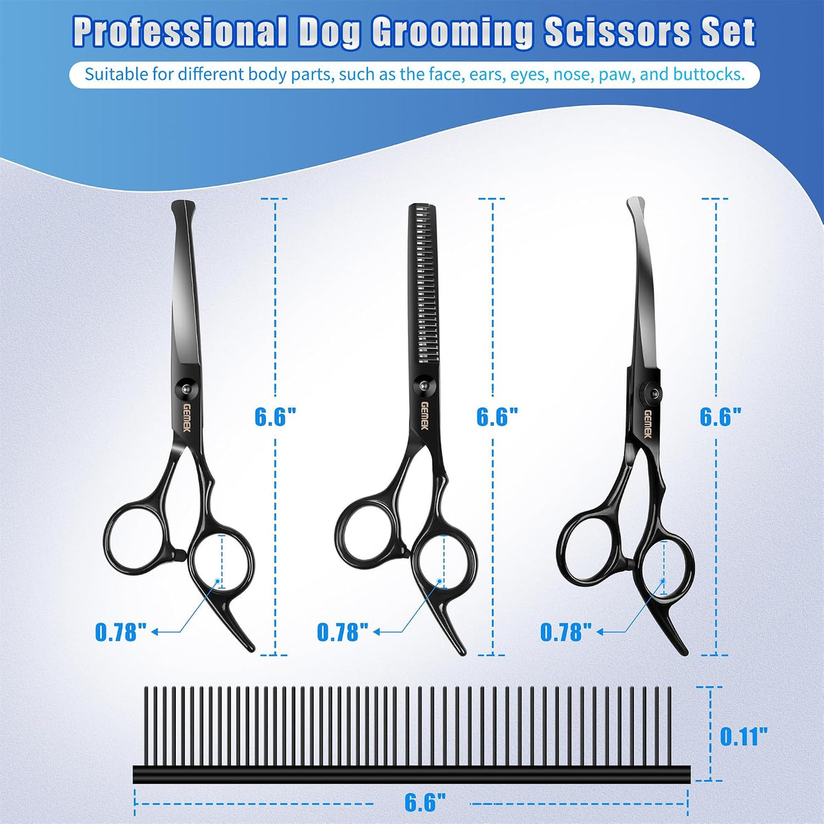 Dog Grooming Scissors with Safety Round Tips Stainless Steel – Essentials for Dogs - Charcoal - image 2