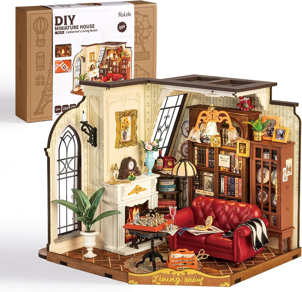 Rolife Coffee Shop DIY miniature house kit with LED lights and tiny cafe details - view 2