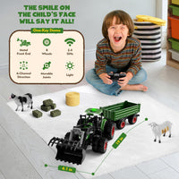 Uarzt Remote Control Tractor Toy with Trailer - Green - image 4