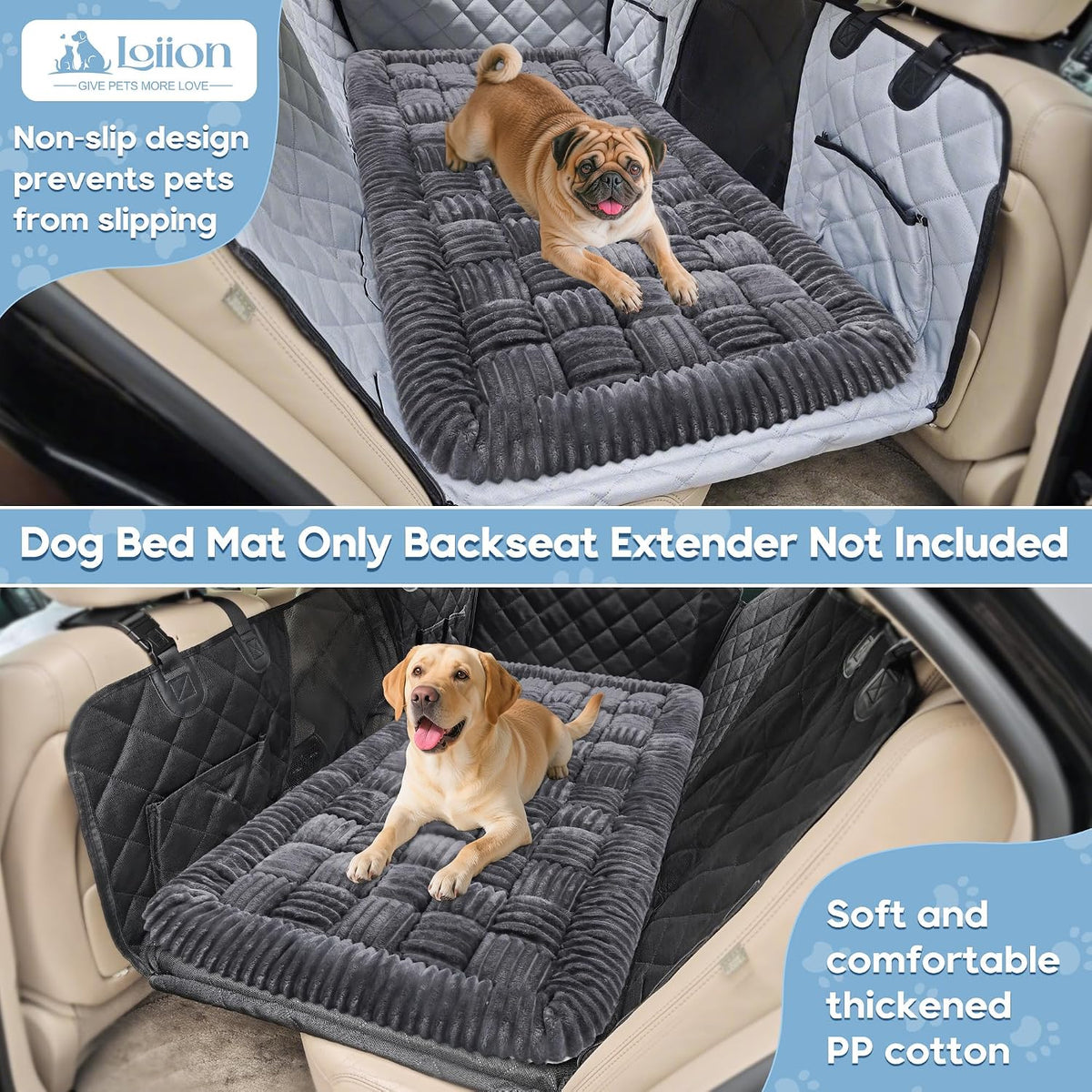 Dog Car Bed Mat Non-Slip Backseat Extender Dog Bed 50" x24.6" – Essentials for Dogs - Gray / For Truck//Large SUVs（56"x28.7") - image 4