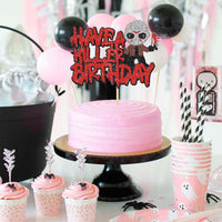 Zhuoweism Halloween horror Happy Birthday glitter cake topper on bamboo stick - view 31