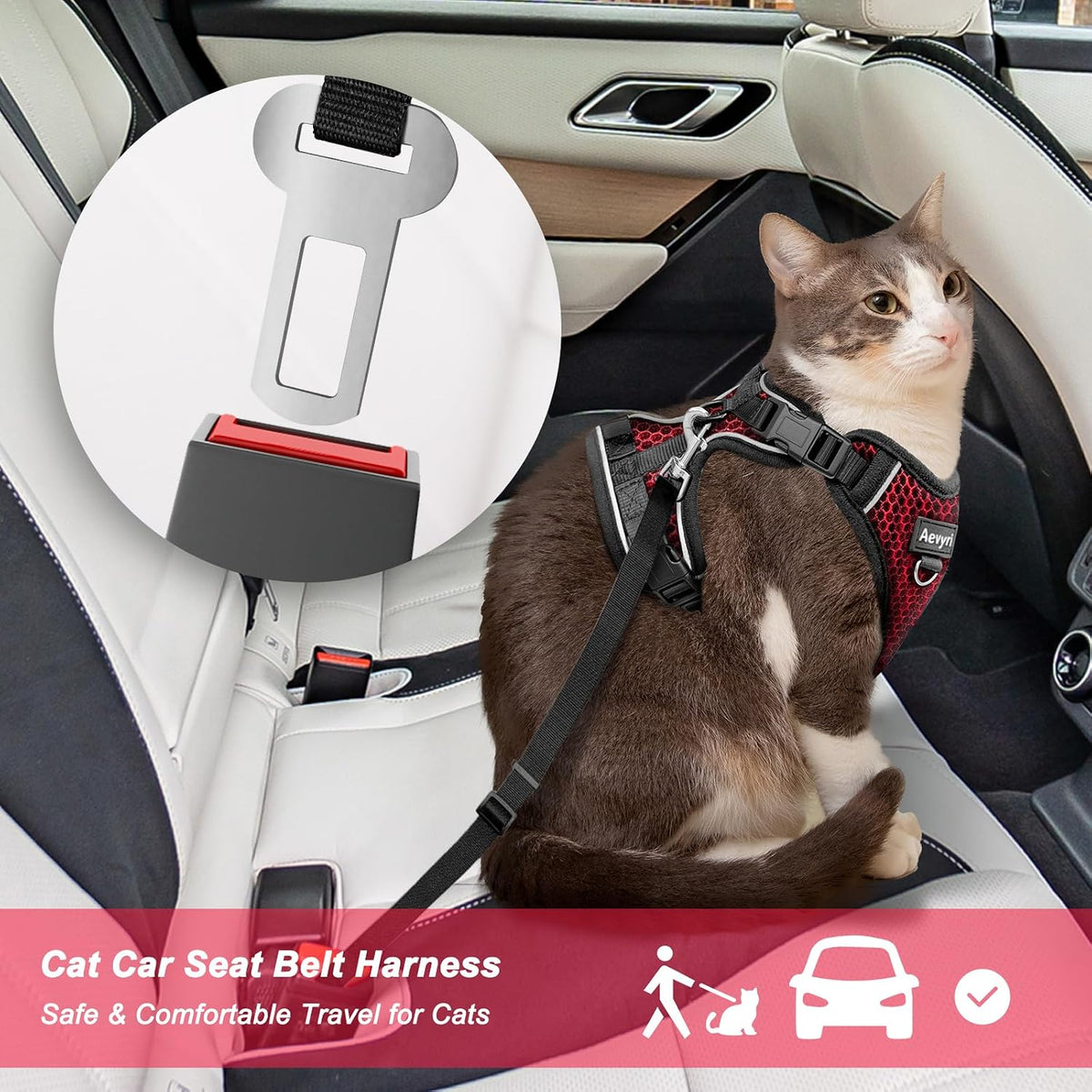 Cat Harness, Cat Harness and Leash for Walking - Honeycomb Red / S(4-6lb) - image 4