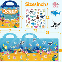 6 Sets Reusable Sticker Book for Toddlers 3-6 - Ocean+Space+Dinosaur - image 4