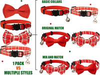 Cat Collar Breakaway Bowtie Safety with Bell Adjustbale Kitten Puppy - J-[2pcs] Red - image 3