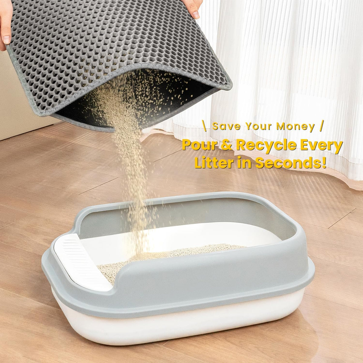 Cat Litter Mat Compact Size 23.6"x14.6" for Small Spaces - Gray / 30" x 22" (1 Pack) - image 3