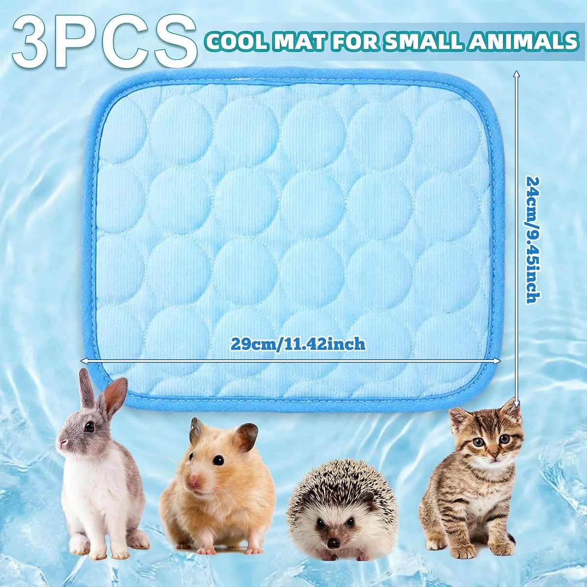 Jetec 3 Pcs Guinea Pig Beds, Fleece Small Animal Mats - Ice Silk / Summer / Pink - image 2
