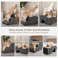 Garnpet Dog Stairs for Couch Sofa and Chair - Fleece 5-Step / Charcoal Grey - image 3