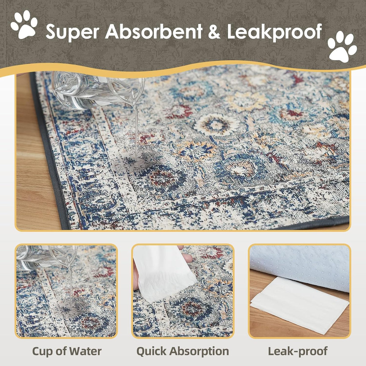 Washable Pee Pad for Dogs - Vintage / 48" x 48" (2 Pack) - image 4