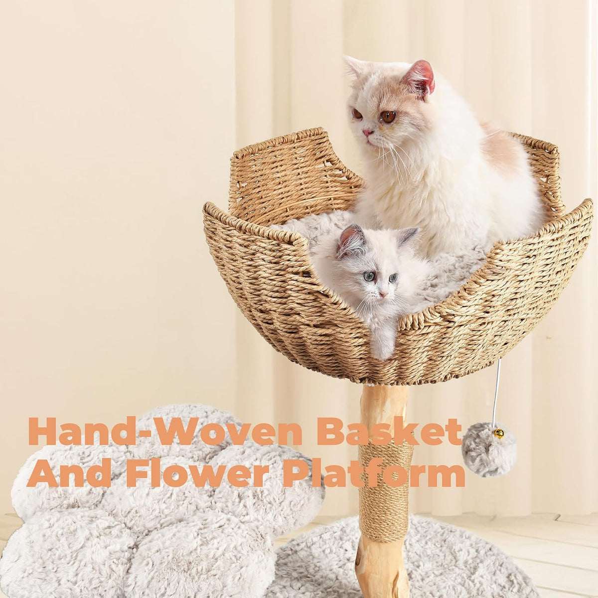 Easyego Modern Cat Tree, 26.3" Aesthetic Wood Cat Tree Tower for Small Cats – Essentials for Cats - Bullet Gray / 39.3'' - image 3