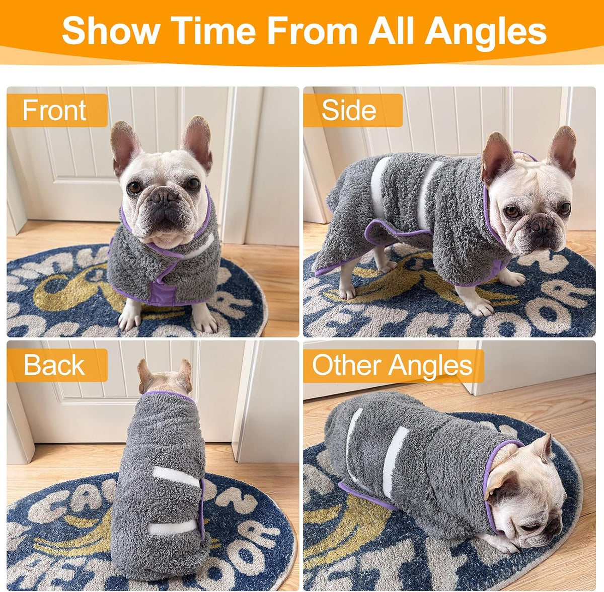 Unicorn Catcher Dog Bathrobe Super Absorbent Quick Drying Robe - XX-Large / Grey - image 2