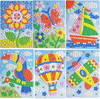 LZHZH Mosaic Sticker Art for Kids, Butterfly, Sailboat - Handmade Art Kits for Kids