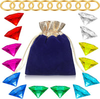 ZCYSRLQIN acrylic gems and gold rings set with seven colored gems and a gauze bag - view 2