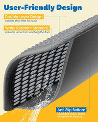 27" x 19" Cat Litter Mat - Large Litter Box Mat with Double Layers, Urine-Proof and Non-Slip Litter Trapping Mat, Easy to Clean Kitty Litter Mats for Floor, Scatter Control, Grey