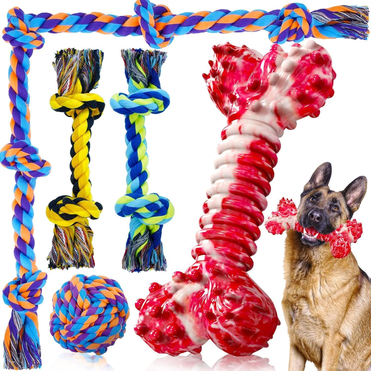Dog Rope Toy for Large Dogs Heavy Duty Dog Chew Toys for Aggressive - 5 Packs / Large