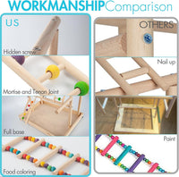Wondwo large four-layer wooden parrot playground with ladders, swings and toys - view 3