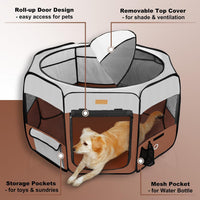 Akinerri Portable Dog Playpen - Large / Brown - image 2