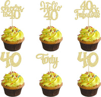 30pcs 16th Birthday Cupcake Toppers - 40th / Gold